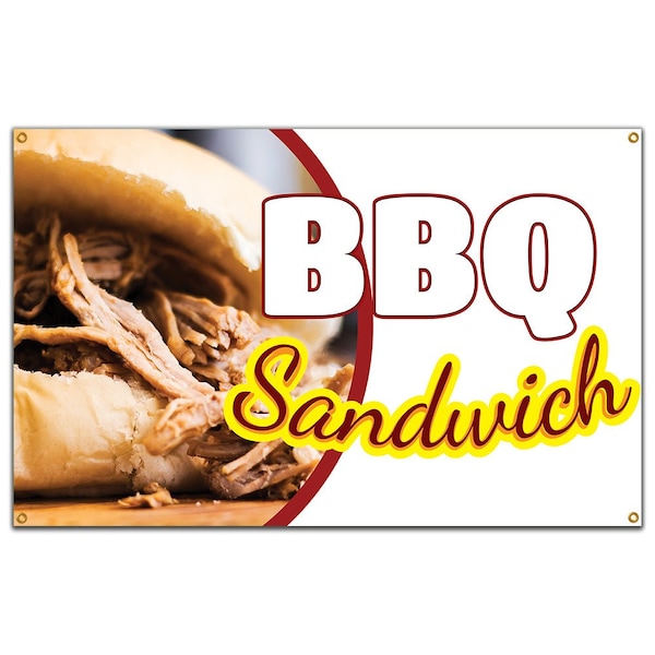 Bbq Sandwich Banner Heavy Duty 13 Oz Vinyl with Grommets Single Sided
